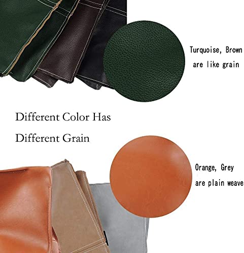 Pouf Ottoman, Unstuffed Pouf Cover, Handmade Faux PU Leather Moroccan, Orange Brown 17.7" Square, Foot Rest for Living Room, Floor Chair Gifts for Men Women…