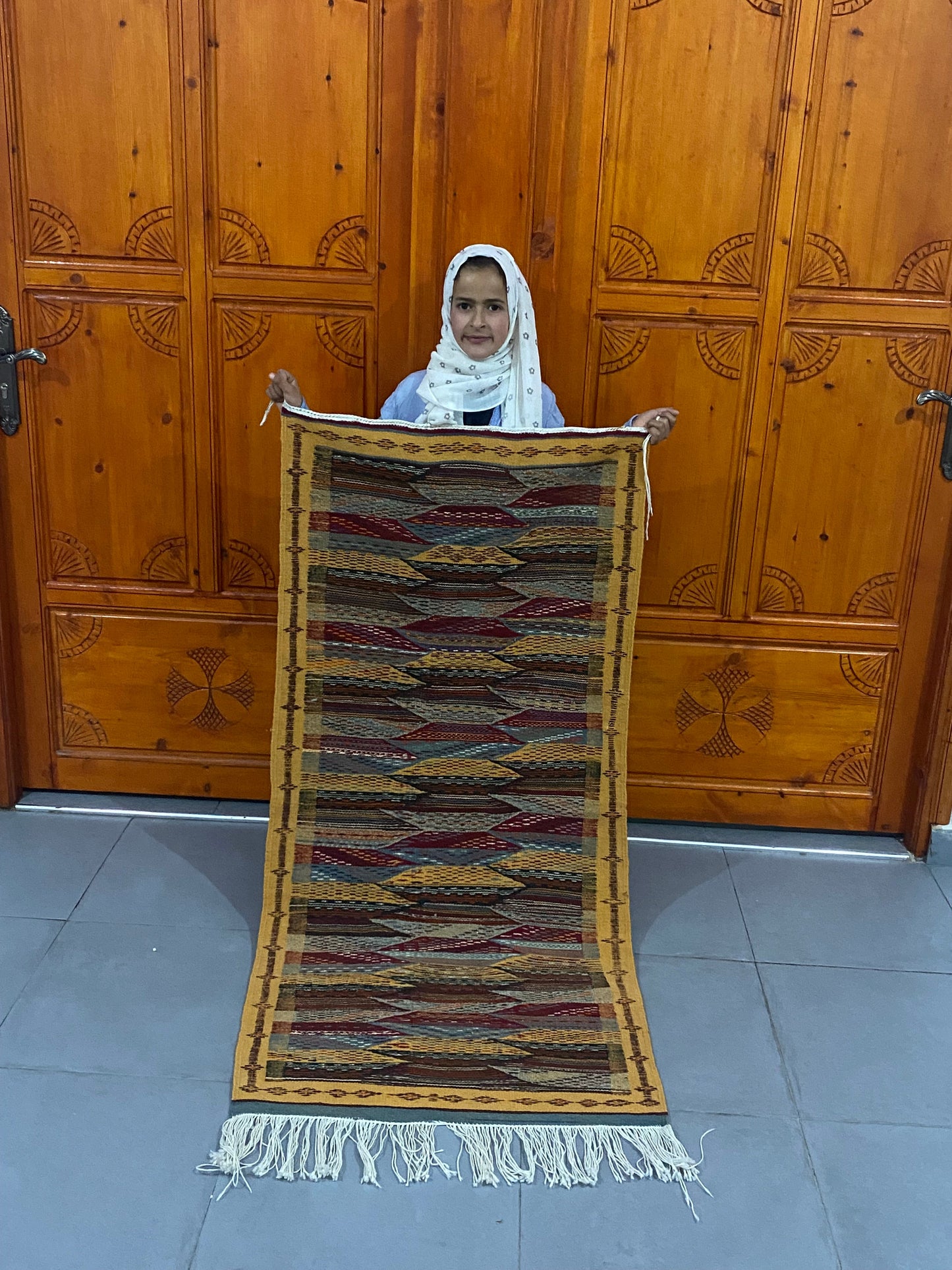 Moroccan Kilim handmade 100%wool berber rugs size is