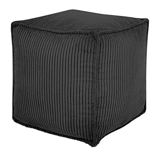 Pouf Ottoman, Unstuffed Pouf Cover, Handmade Faux PU Leather Moroccan, Orange Brown 17.7" Square, Foot Rest for Living Room, Floor Chair Gifts for Men Women…