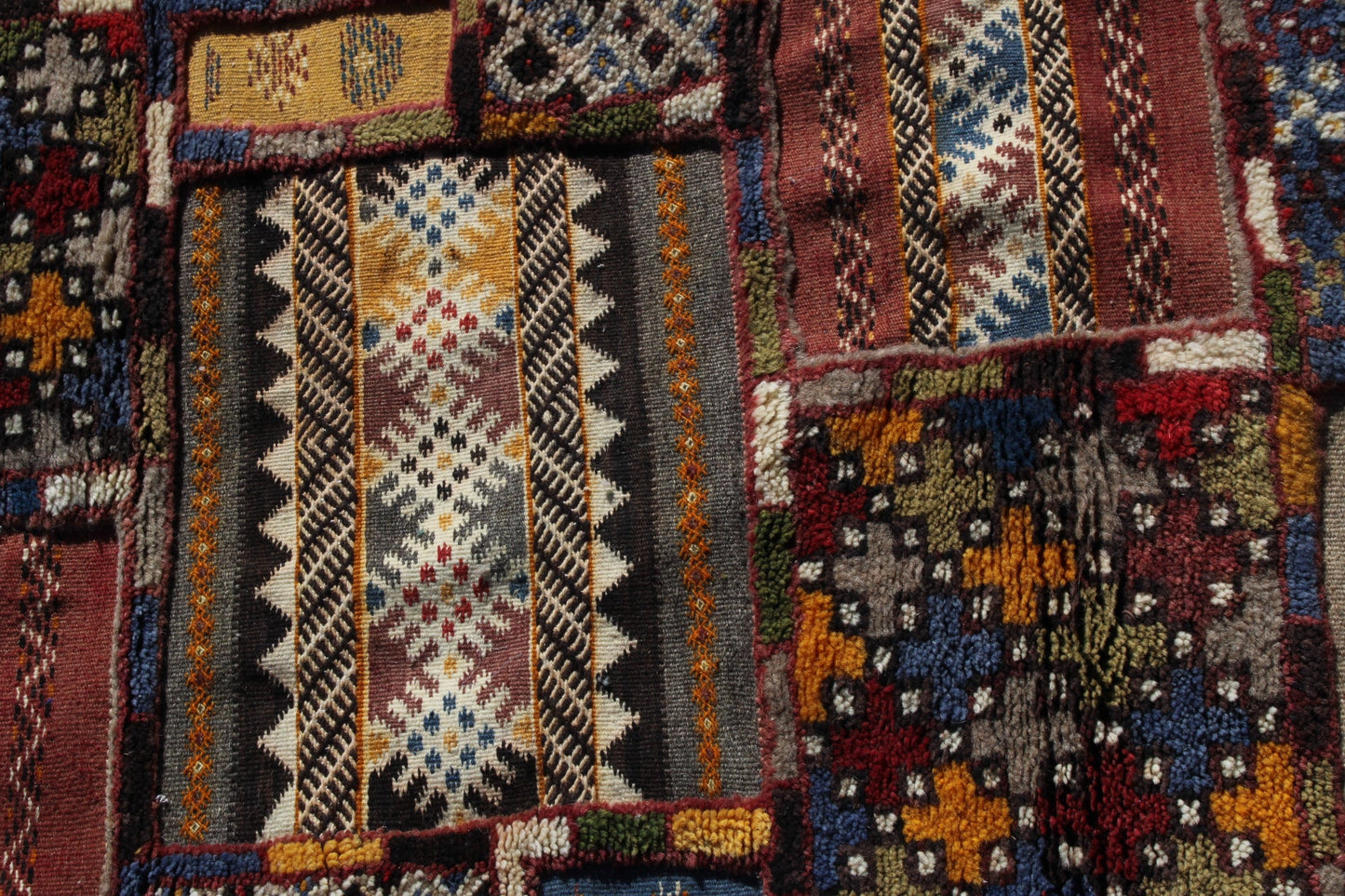 Authentic Moroccan Berber Kilim Rug Picasso Taznakht T63. Handmade tribal rug, expertly woven with traditional craftsmanship 150x60 cm