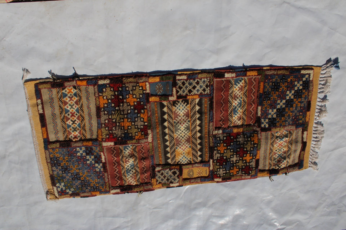 Picasso Berber kilim, Alfombra marroquí tejida a mano, Alfombra bereber abstracta, (160x71 Cm)