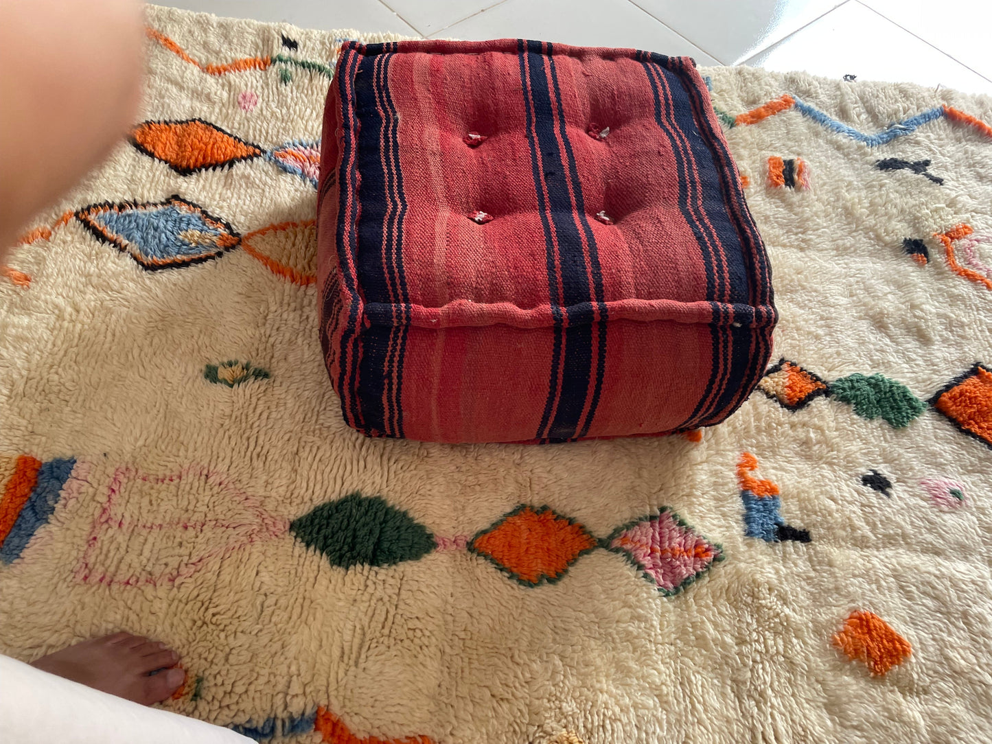 Moroccan Poufs rugs wool Ottomans Footstools Tan Unstuffed available to ship