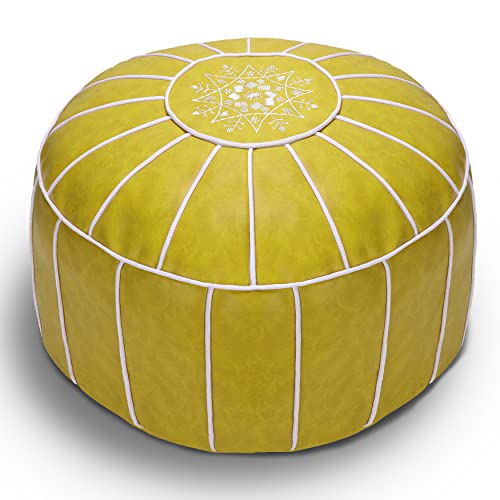 Bohepuffex Pouf Cover Ottoman Moroccan Style Decorative Chair Foot Stool Foot Rest Footstool Footrest Home Storage Solution -Embroidered -Unstuffed （Light Green）