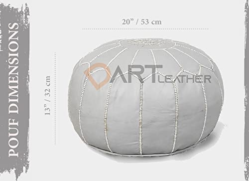 D.Art Group- Moroccan Pouf - Genuine Goatskin Leather - Bohemian Living Room Decor - Hassock & Ottoman Footstool - Round & Large Ottoman Pouf - Unstuffed (Dark Brown)