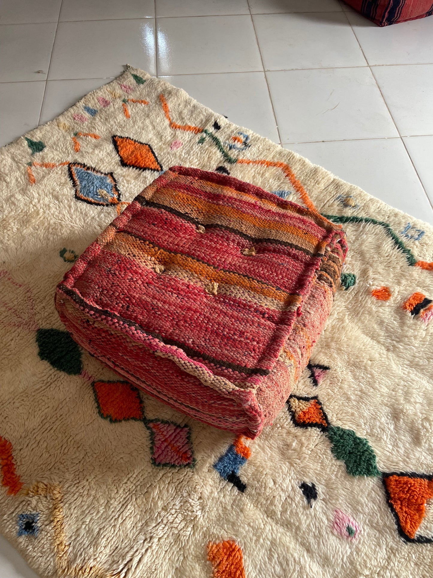 Moroccan Poufs rugs wool Ottomans Footstools Tan Unstuffed available to ship