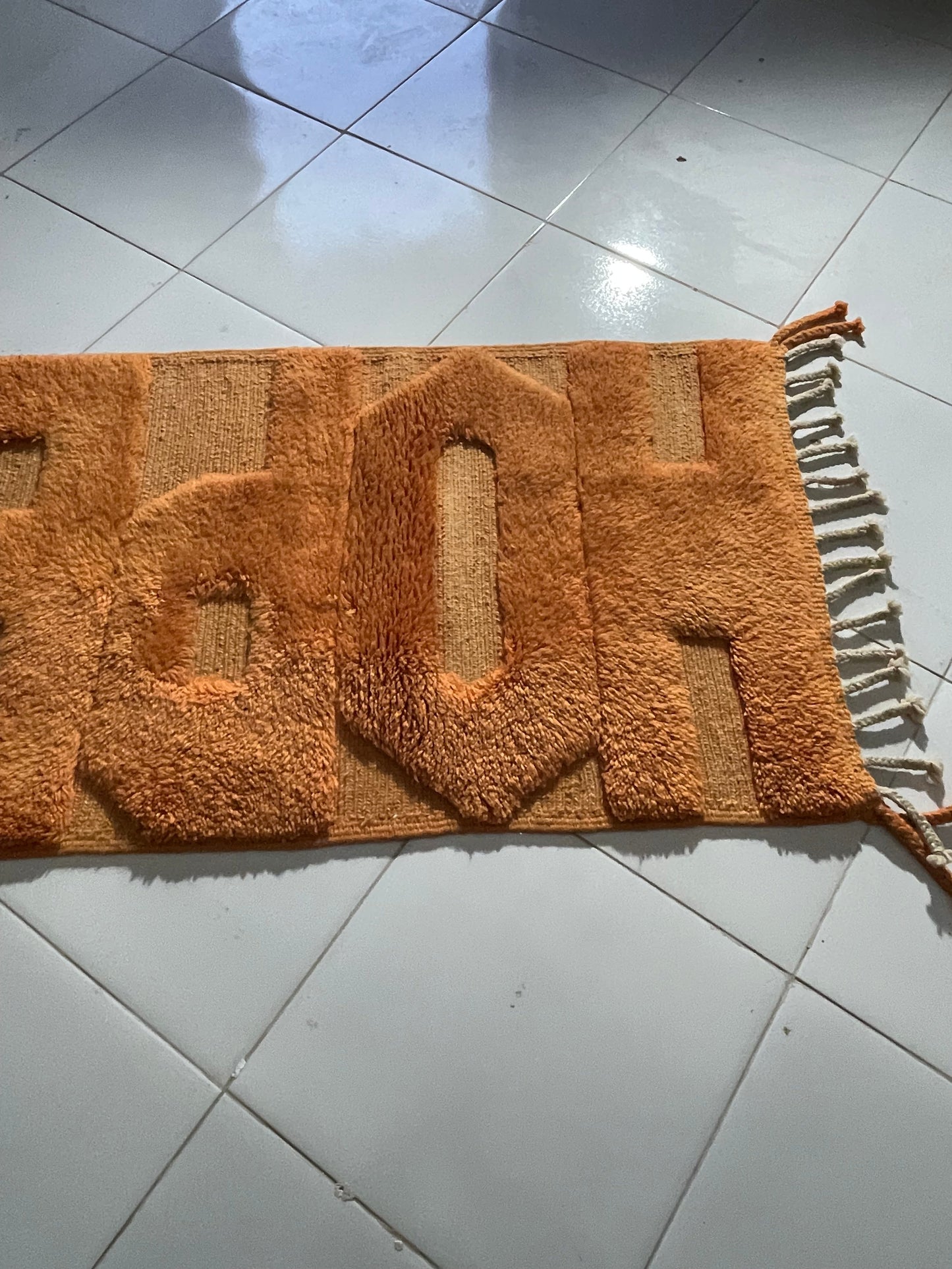 Handmade Moroccan HOPE Rug – Natural Wool Tufted Art Carpet – Adrar Cooperative size is 120x70 cm