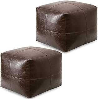 Moroccan Poufs Leather Luxury Ottomans Footstools Tan Unstuffed