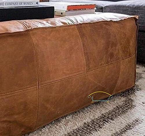 LEATHEROOZE Square Leather Pouf - ONLY Cover - Moroccan Pouf - 16" x 16" x 16" - Genuine Goatskin Leather - Room Decor -Hassock & Ottoman Footstool - Square & Large Ottoman Pouf - Unstuffed