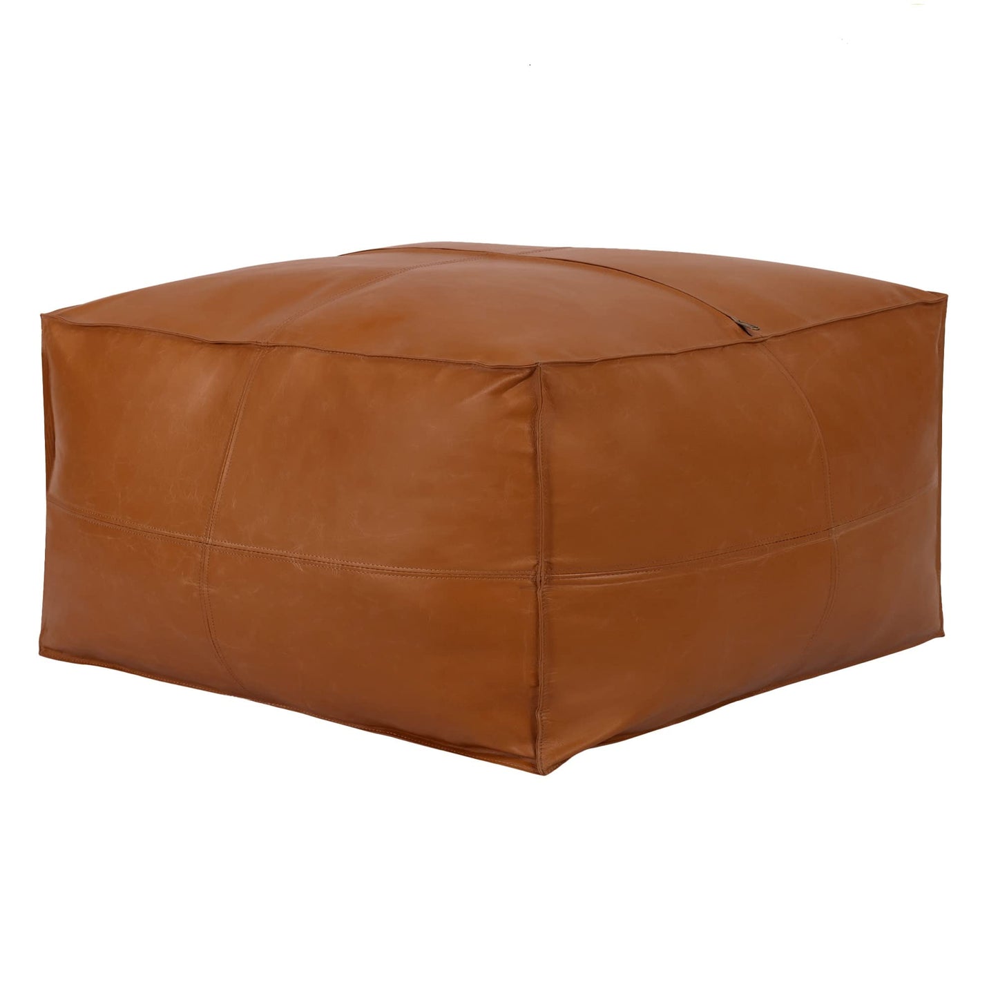 LEATHEROOZE Square Leather Pouf - ONLY Cover - Moroccan Pouf - 16" x 16" x 16" - Genuine Goatskin Leather - Room Decor -Hassock & Ottoman Footstool - Square & Large Ottoman Pouf - Unstuffed