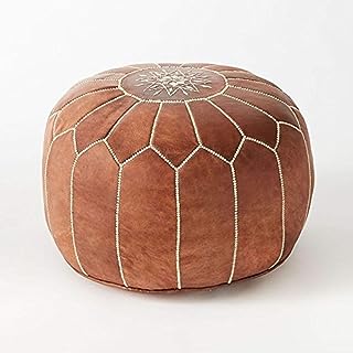 Moroccan Poufs Leather Luxury Ottomans Footstools Tan Unstuffed