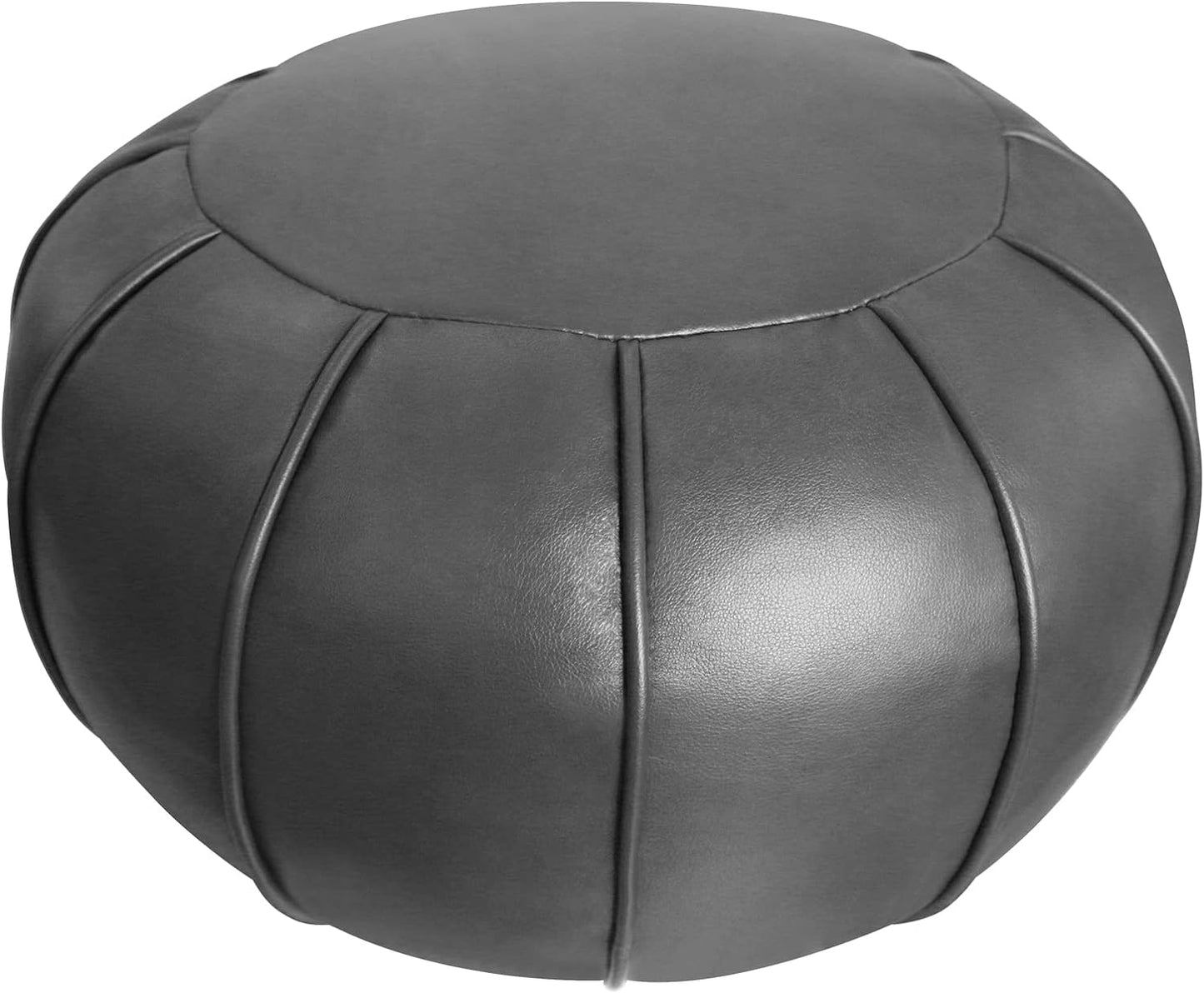 Pouf Ottoman Cover, Pouf Ottoman Foot Rest, Unstuffed Round Faux Leather Moroccan Decor, Storage Solution Footstool, Pouffe Seat for Balcony 21dia Yellow Brown, Poufs for Lving Room Gifts for Women