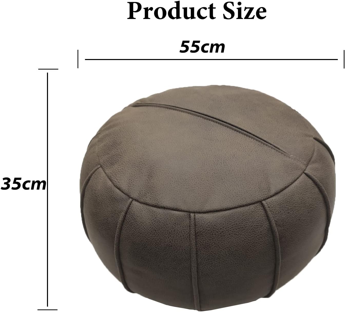 Pouf Ottoman Cover, Pouf Ottoman Foot Rest, Unstuffed Round Faux Leather Moroccan Decor, Storage Solution Footstool, Pouffe Seat for Balcony 21dia Yellow Brown, Poufs for Lving Room Gifts for Women