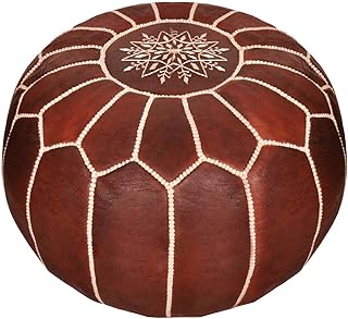 Moroccan Poufs Leather Luxury Ottomans Footstools Tan Unstuffed