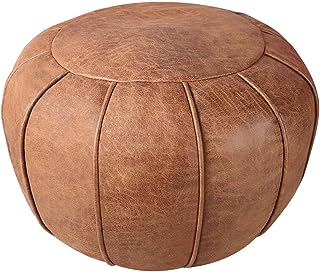 Moroccan Poufs Leather Luxury Ottomans Footstools Tan Unstuffed