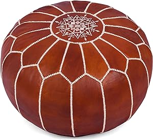 Moroccan Poufs Leather Luxury Ottomans Footstools Tan Unstuffed