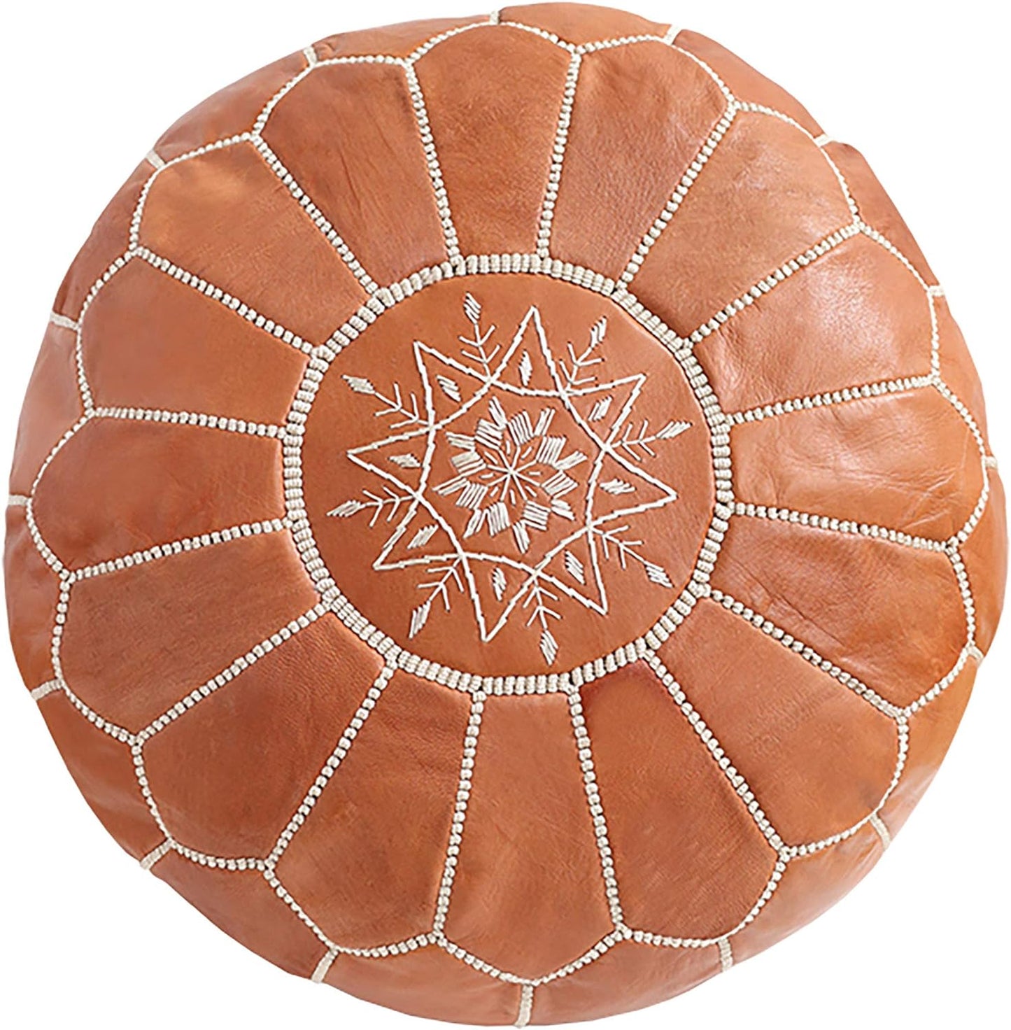 Moroccan Poufs Leather Luxury Ottomans Footstools Tan Unstuffed