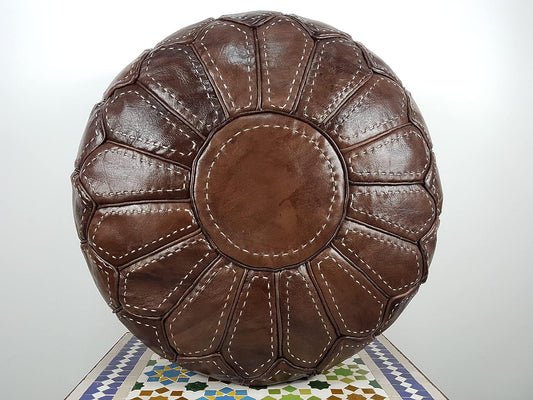 Moroccan Leather Pouf, Pouf Ottoman, Handmade Floor Poof, Pouf Footstool, Ottoman Table, Pouf and stools, unstuffed