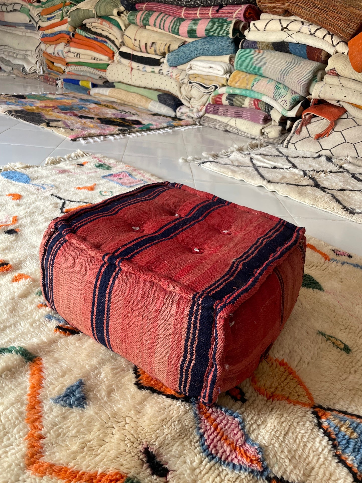 Moroccan Poufs rugs wool Ottomans Footstools Tan Unstuffed available to ship