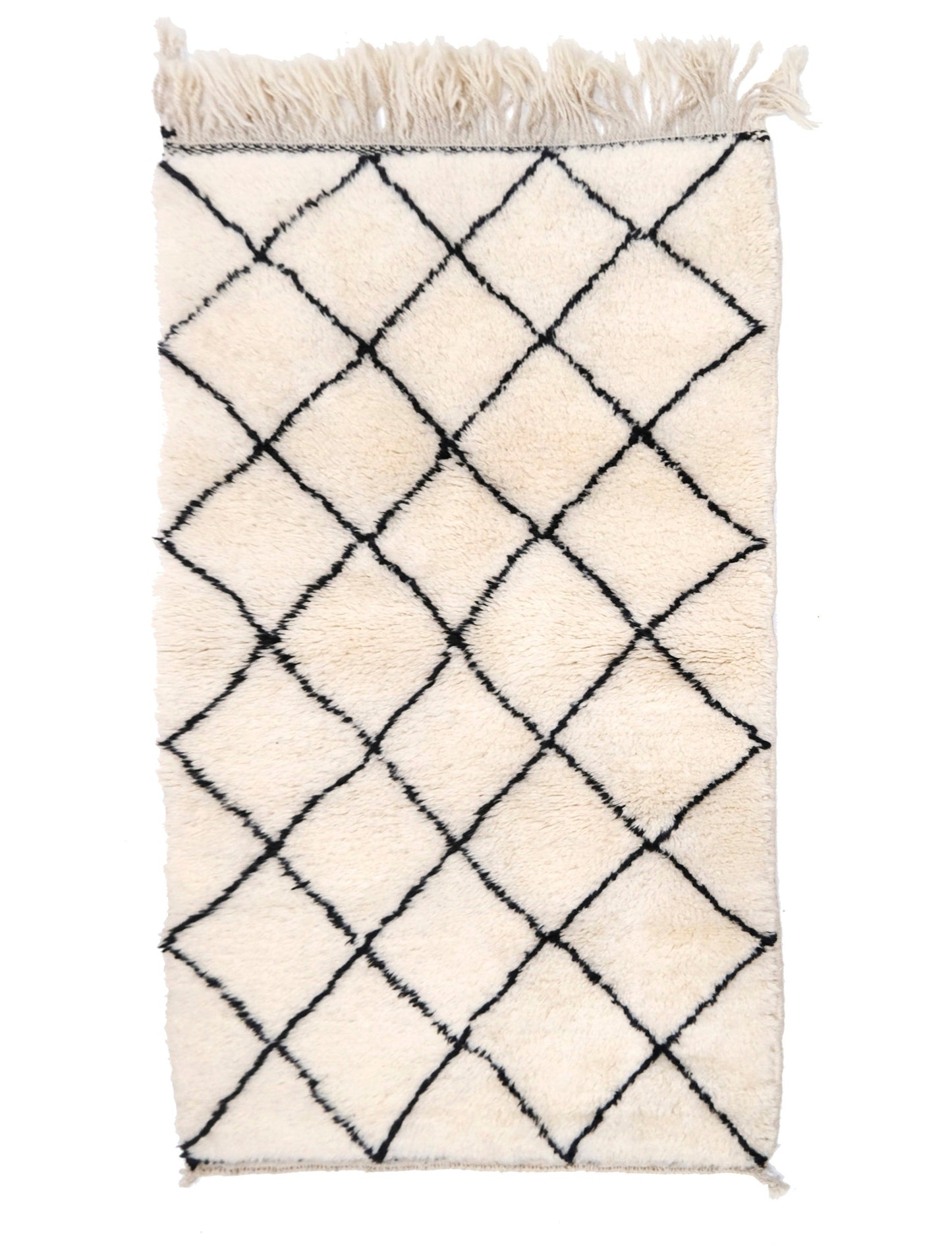 Black and Ivory Beni Ouarain Rug – Handmade Moroccan Wool Rug