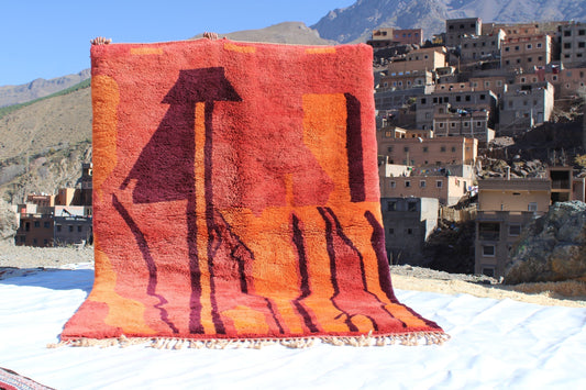 Beni Ourain rugs originate from the Atlas Mountains of Morocco and are characterized by their distinctive, neutral-toned, and geometric designs. These handwoven rugs often feature a plush pile and are made by the Berber tribes,  size is 270x192 cm