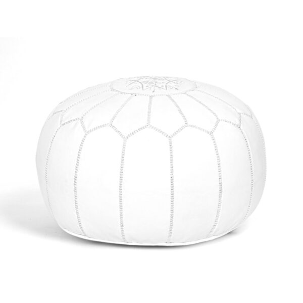 Marrakesh Gallery Genuine Leather Round Pouf Unstuffed - Moroccan Ottoman Footstool, Footrest Cover - Boho Decor - Bohemian Living Room, Bedroom, Kids Room, Gift & Wedding (Dark Tan) - Image 10