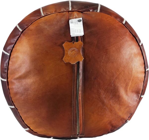 Fezcrafts Genuine Leather Moroccan Ottoman Prefilled Stuffed Moroccan Pouf Footresf Livin Room Cocktail Seats Goatskin Tribal Bohemian Home Decor (TAN) - Image 8