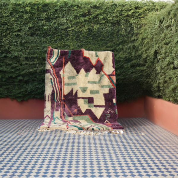 Beni Ourain rugs originate from the Atlas Mountains of Morocco and are characterized by their distinctive, neutral-toned, and geometric designs. These handwoven rugs often feature a plush pile and are made by the Berber tribes,  size is 224x160 cm - Image 5